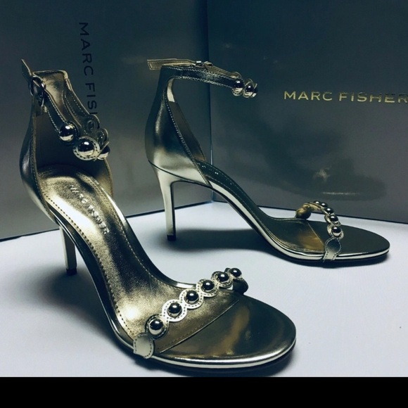 Marc Fisher LTD Karima Ankle Strap Sandal Gold Size 8 - Picture 3 of 8
